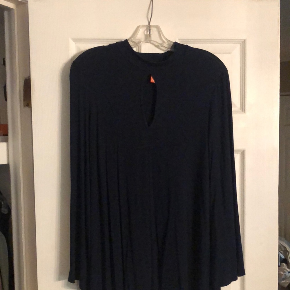 Navy Bell Sleeved Dress